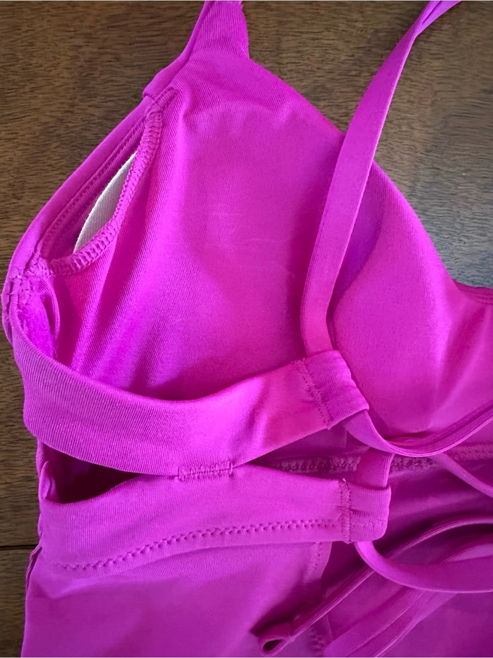 Athleta Triangle Tankini Top Small Fuchsia Adjustable Tie Shelf Bra New Unworn - Picture 5 of 7